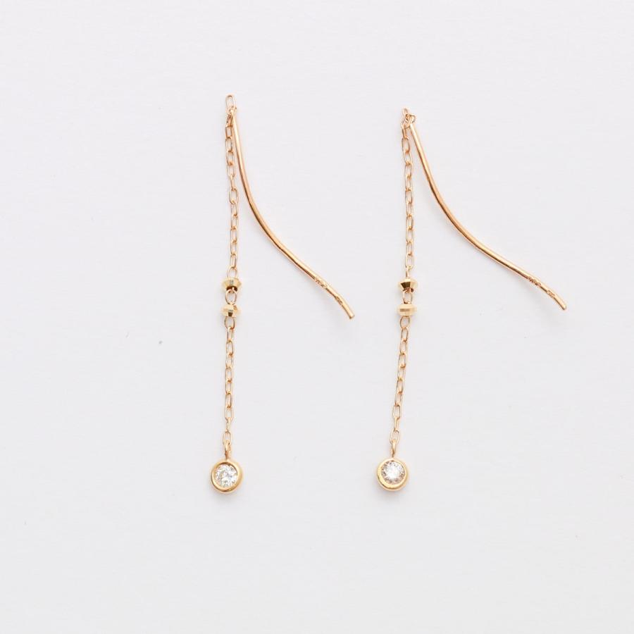 cococaru K10 天然ダイヤモンド ラインピアス ピンクゴールド cococaru