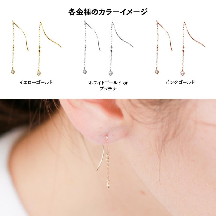 cococaru（ココカル） ピアス アメリカンピアス チェーン ダイヤモンド