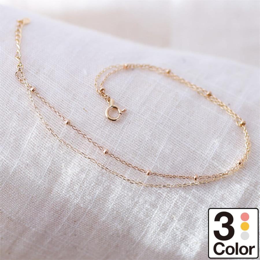 cococaru（ココカル） ブレスレット 2連 ステーションチェーン小豆