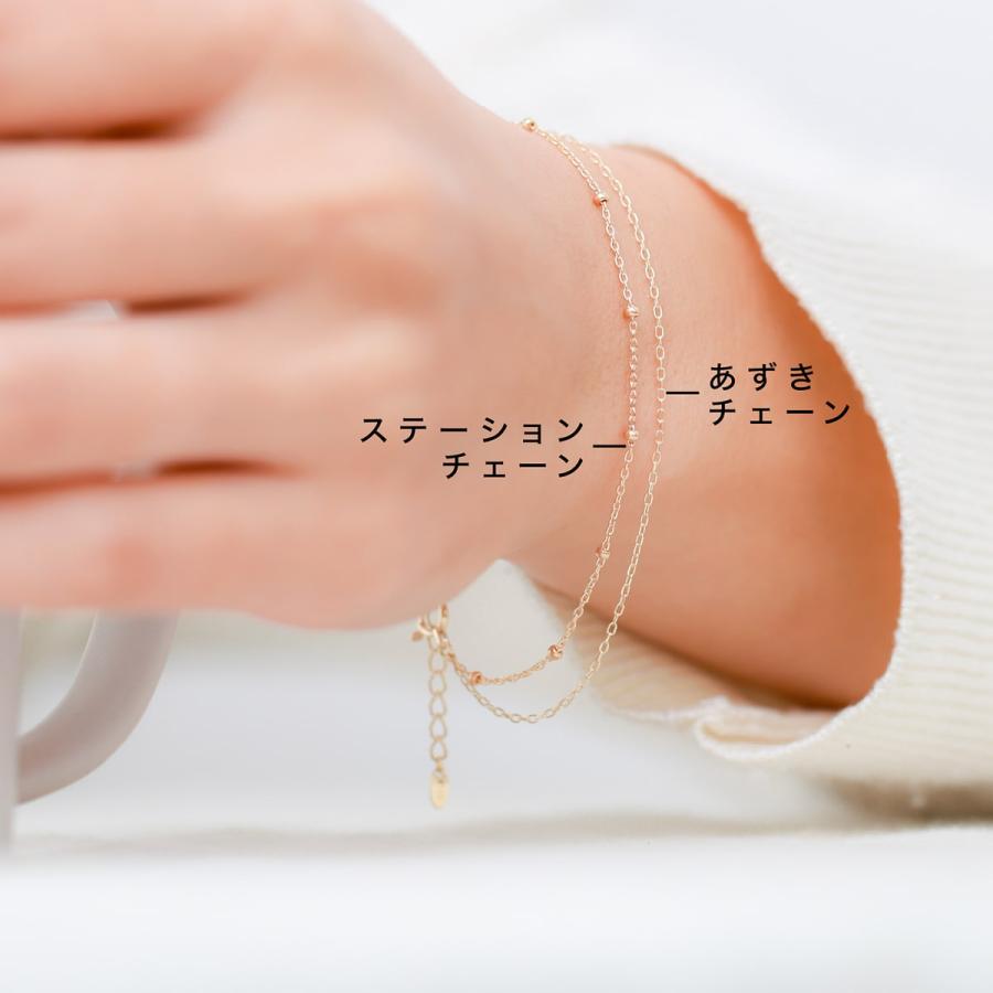 未使用・美品　4℃ Pt850 2連ブレスレット cococaru（ココカル） ブレスレット 2連 ステーションチェーン小豆