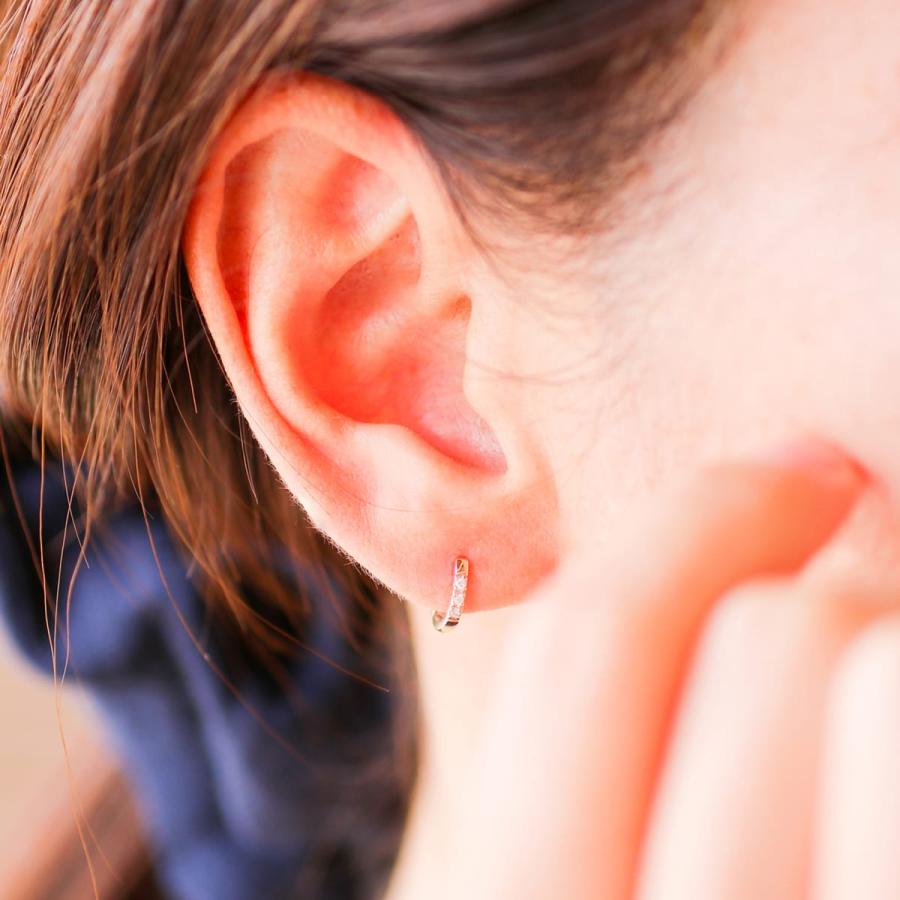 プラチナ　プチダイヤ付きフープピアス　小ぶり 楽天市場】プラチナ中折れ式ダイヤフープピアス(15mm 2点留め