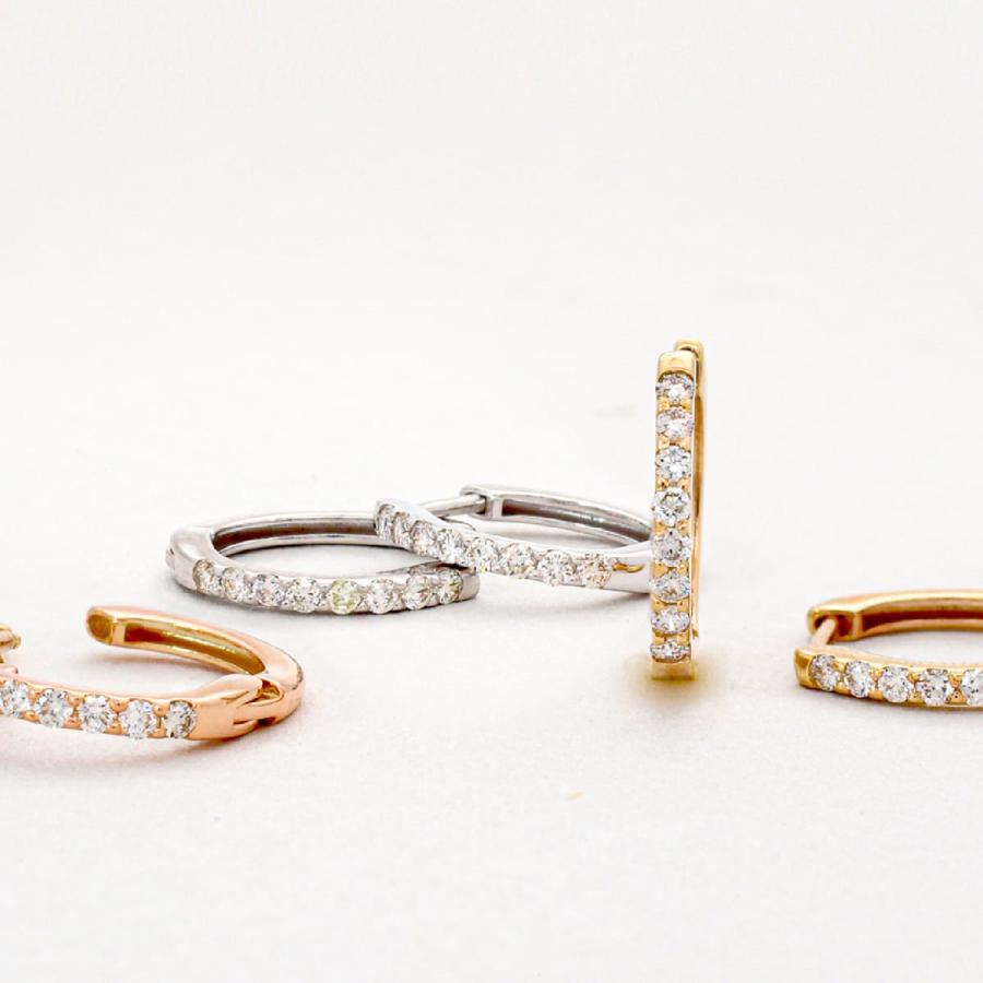 ピアス フープピアス 中折れ式 k10 イエローゴールド ホワイトゴールド ピンクゴールド 天然ダイヤモンド 0.2ct SI〜VSクラス Fカラー 日本製 プレゼントの画像