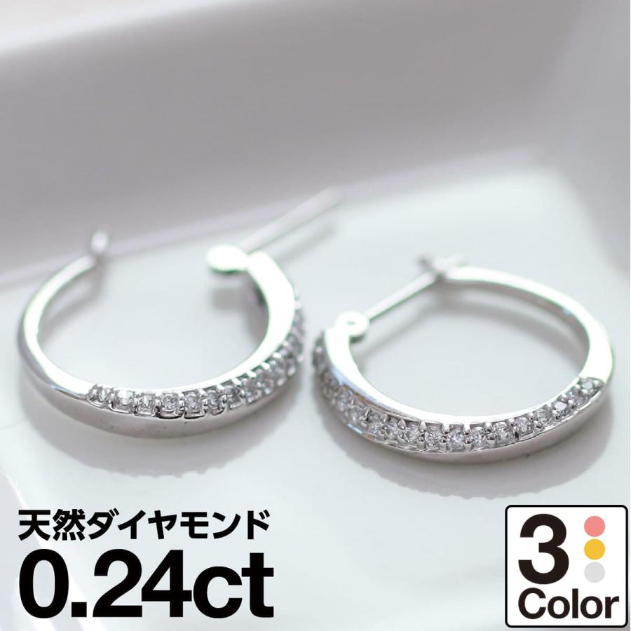 cococaru ピアス フープピアス ダイヤモンド k18 イエローゴールド 