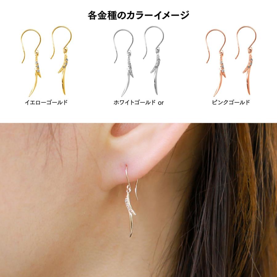 ピアス フックピアス ダイヤモンド k10 イエローゴールド ホワイトゴールド ピンクゴールド 天然ダイヤモンド 日本製 おしゃれ プレゼント ギフト クリスマスの画像