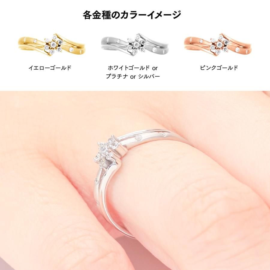 指輪 ダイヤモンド リング レディース シンプル k18 イエローゴールド ホワイトゴールド ピンクゴールド ファッション 日本製 おしゃれ プレゼント ギフトの画像
