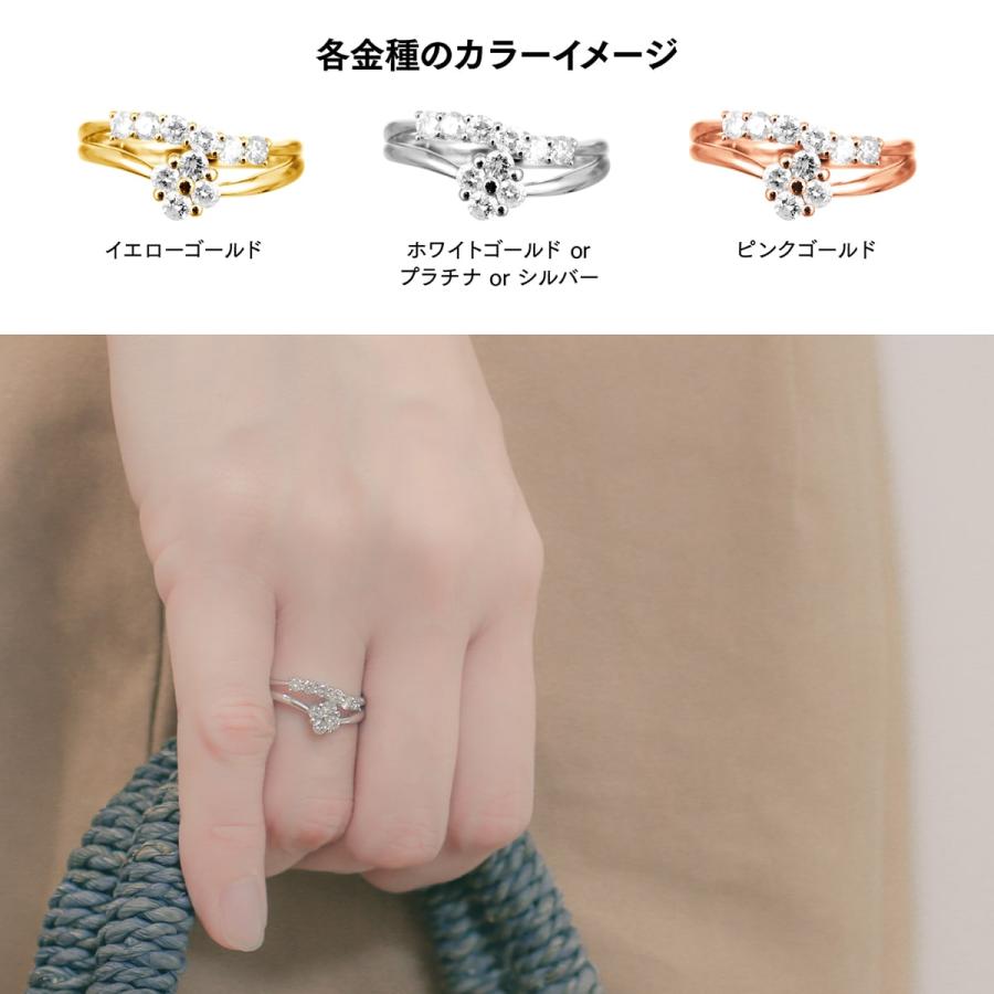 指輪 ダイヤモンド リング レディース シンプル k10 イエローゴールド ホワイトゴールド ピンクゴールド 天然ダイヤモンド ファッションリング 日本製 おしゃれの画像