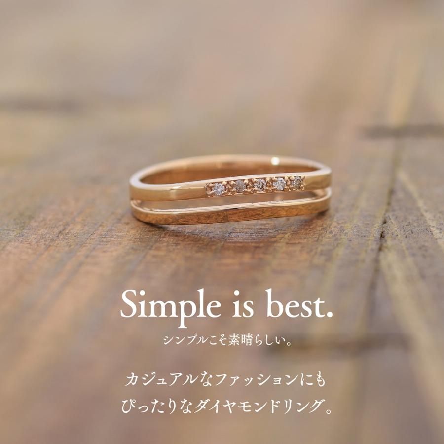 指輪 ダイヤモンド リング レディース シンプル k18 イエローゴールド ホワイトゴールド ピンクゴールド 天然ダイヤモンド ファッションリング 日本製の画像