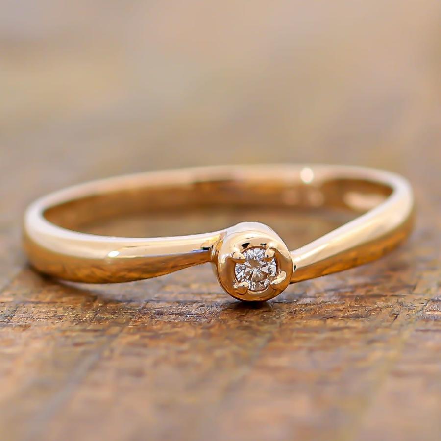 cococaru 指輪 一粒 ダイヤモンド リング レディース シンプル k18  