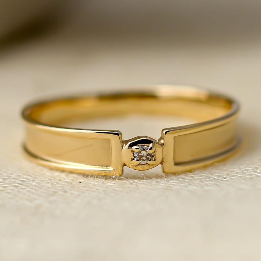 cococaru 指輪 レディース リング 一粒 ダイヤモンド k10 イエロー  