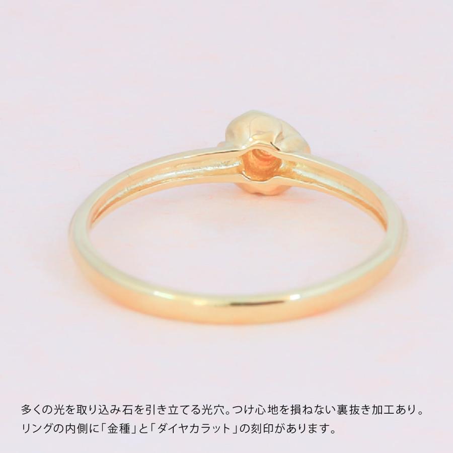 指輪 一粒 ダイヤモンド リング レディース シンプル k10 イエローゴールド ホワイトゴールド ピンクゴールド 天然ダイヤモンド 日本製 おしゃれ プレゼントの画像