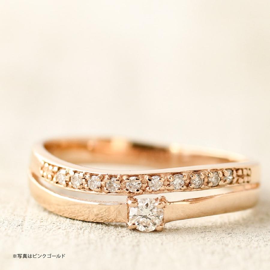 指輪 ダイヤモンド リング レディース シンプル k18 イエローゴールド ホワイトゴールド ピンクゴールド ファッション 天然ダイヤモンド 日本製 プレゼントの画像