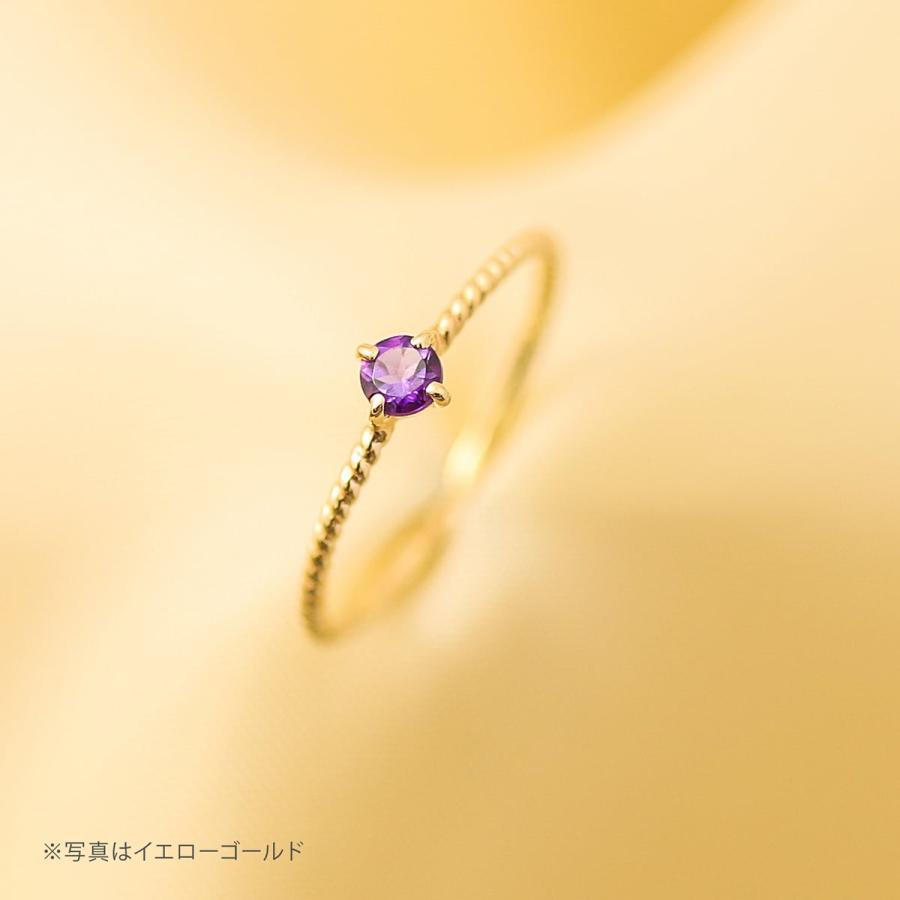 指輪 レディース リング アメジスト 2月誕生石 k18 イエローゴールド ホワイトゴールド ピンクゴールド 極細リング 日本製 プレゼント ギフト クリスマス 卒業式の画像