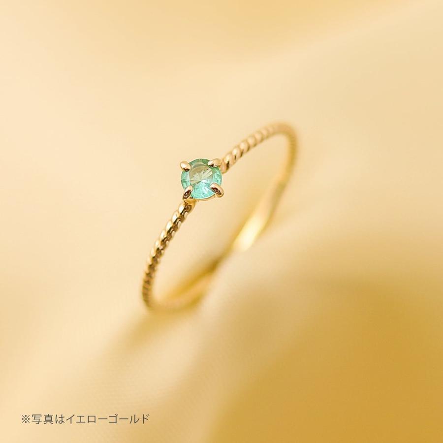 天然石 エメラルド リング 5月誕生石 k18 イエローゴールド ホワイトゴールド ピンクゴールド 極細リング 日本製 プレゼント ギフト クリスマス 卒業式の画像