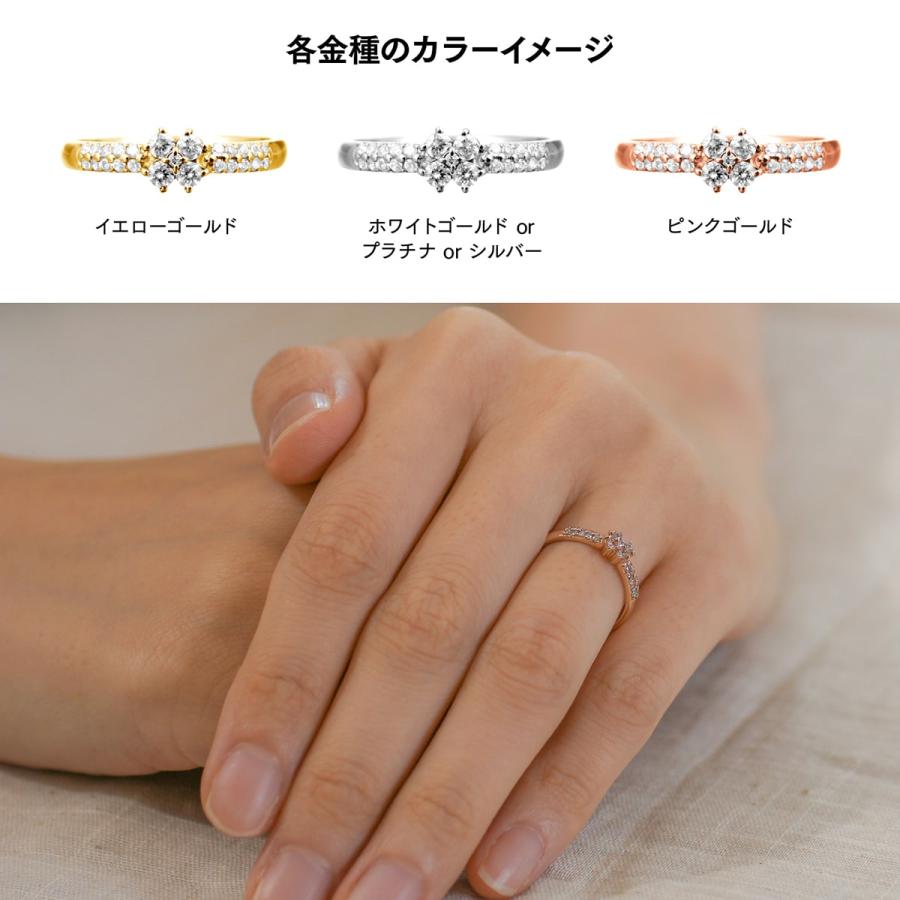 指輪 ダイヤモンド リング レディース シンプル k10 イエローゴールド ホワイトゴールド ピンクゴールド 天然ダイヤモンド ファッションリング 日本製の画像