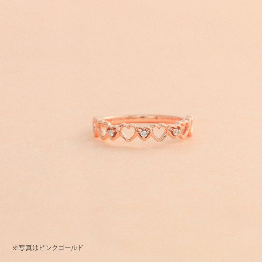 指輪 ダイヤモンド リング レディース シンプル ハート k10 イエローゴールド ホワイトゴールド ピンクゴールド ファッション 天然ダイヤモンド 日本製の画像