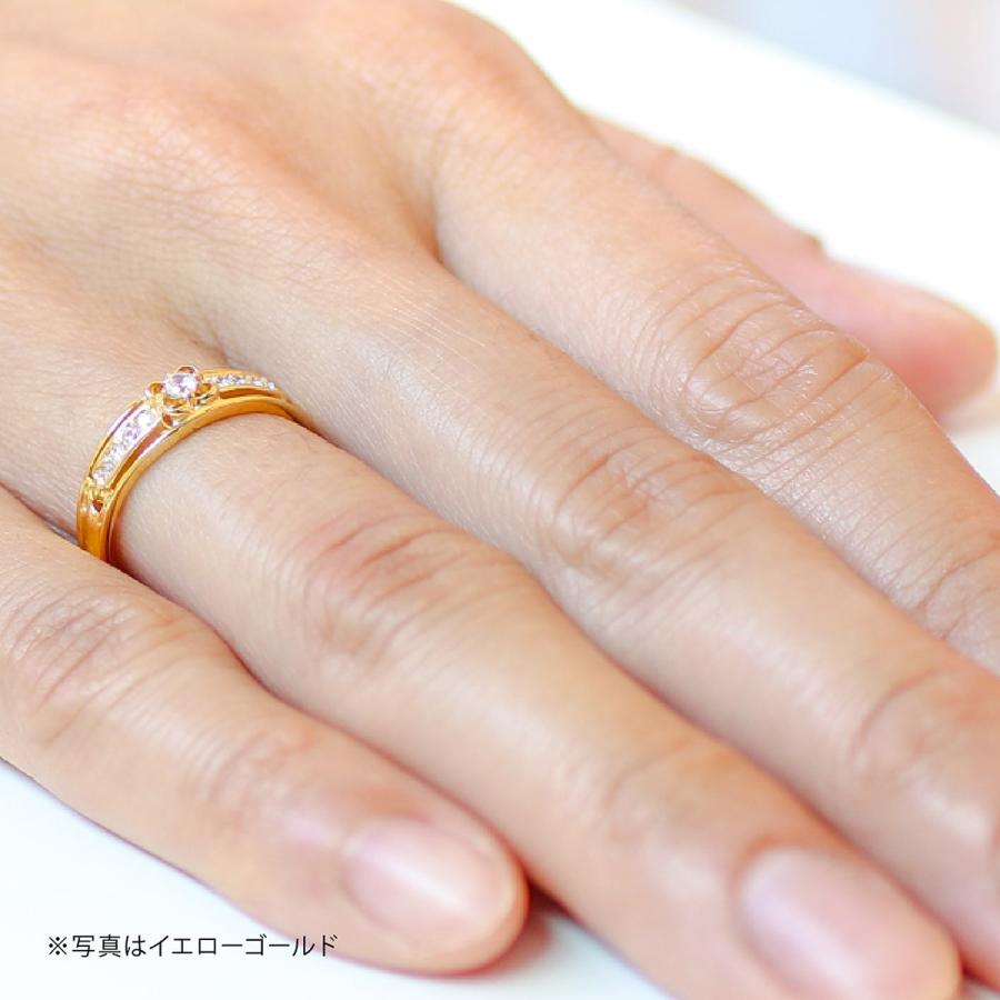 指輪 ダイヤモンド リング レディース シンプル k18 イエローゴールド ホワイトゴールド ピンクゴールド 天然ダイヤモンド ファッションリング 日本製の画像