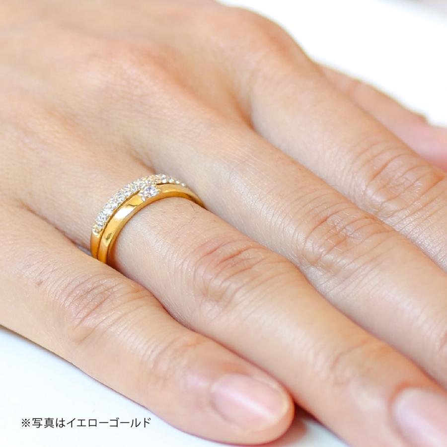 指輪 ダイヤモンド リング レディース シンプル k18 イエローゴールド ホワイトゴールド ピンクゴールド 天然ダイヤモンド ファッションリング 日本製の画像