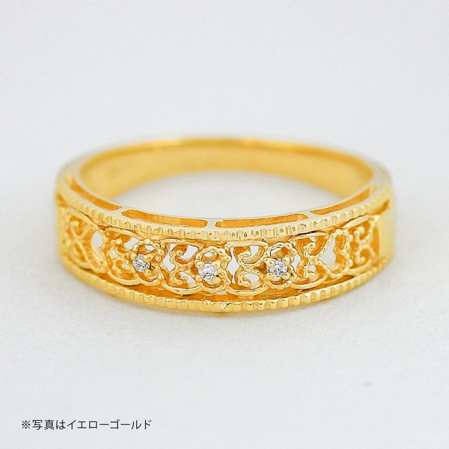 指輪 ダイヤモンド リング レディース シンプル k10 イエローゴールド ホワイトゴールド ピンクゴールド 天然ダイヤモンド ファッションリング 日本製の画像