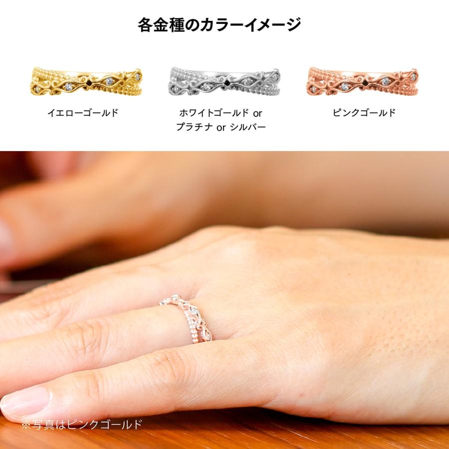 指輪 ダイヤモンド リング レディース シンプル k18 イエローゴールド ホワイトゴールド ピンクゴールド 天然ダイヤモンド ファッションリング 日本製の画像