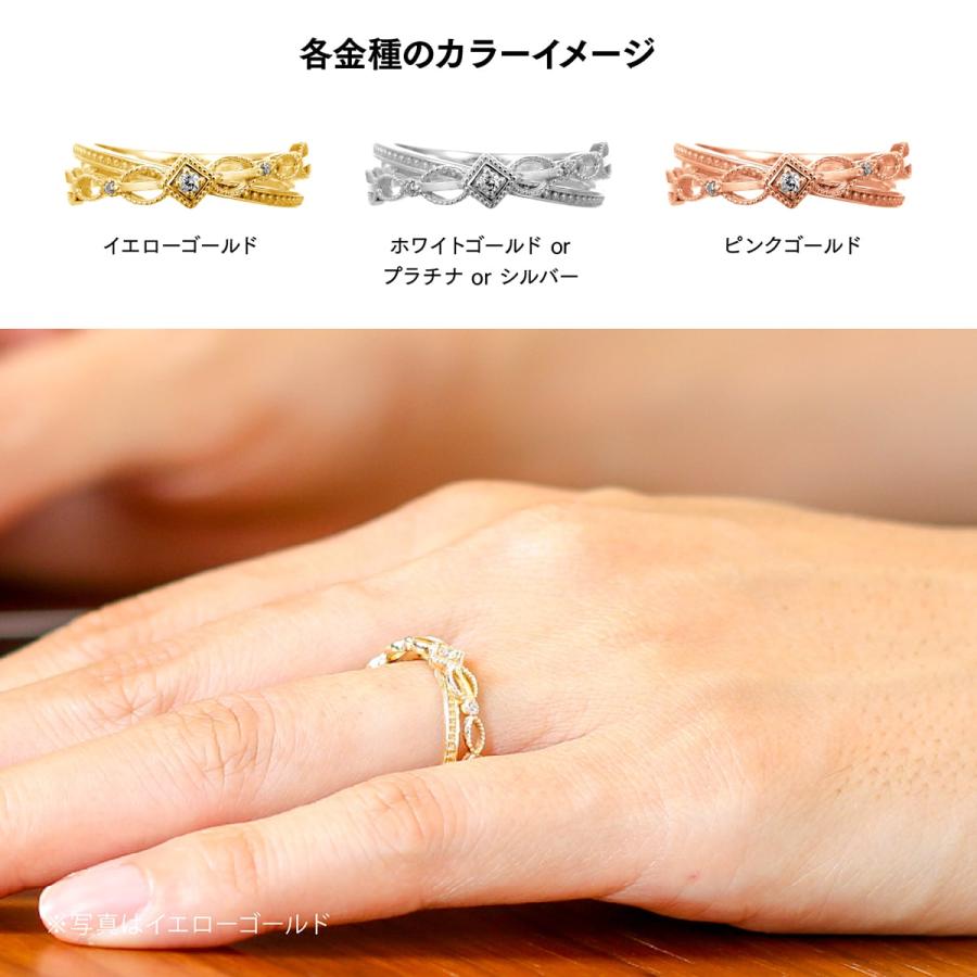 指輪 ダイヤモンド リング レディース シンプル k18 イエローゴールド ホワイトゴールド ピンクゴールド 天然ダイヤモンド ファッションリング 日本製の画像