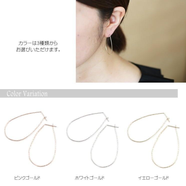 月甲 フープピアス K10 ホワイトゴールド 日本製 金属アレルギー　ココカル cococaru ピアス 月甲 フープピアス k10 イエローゴールド