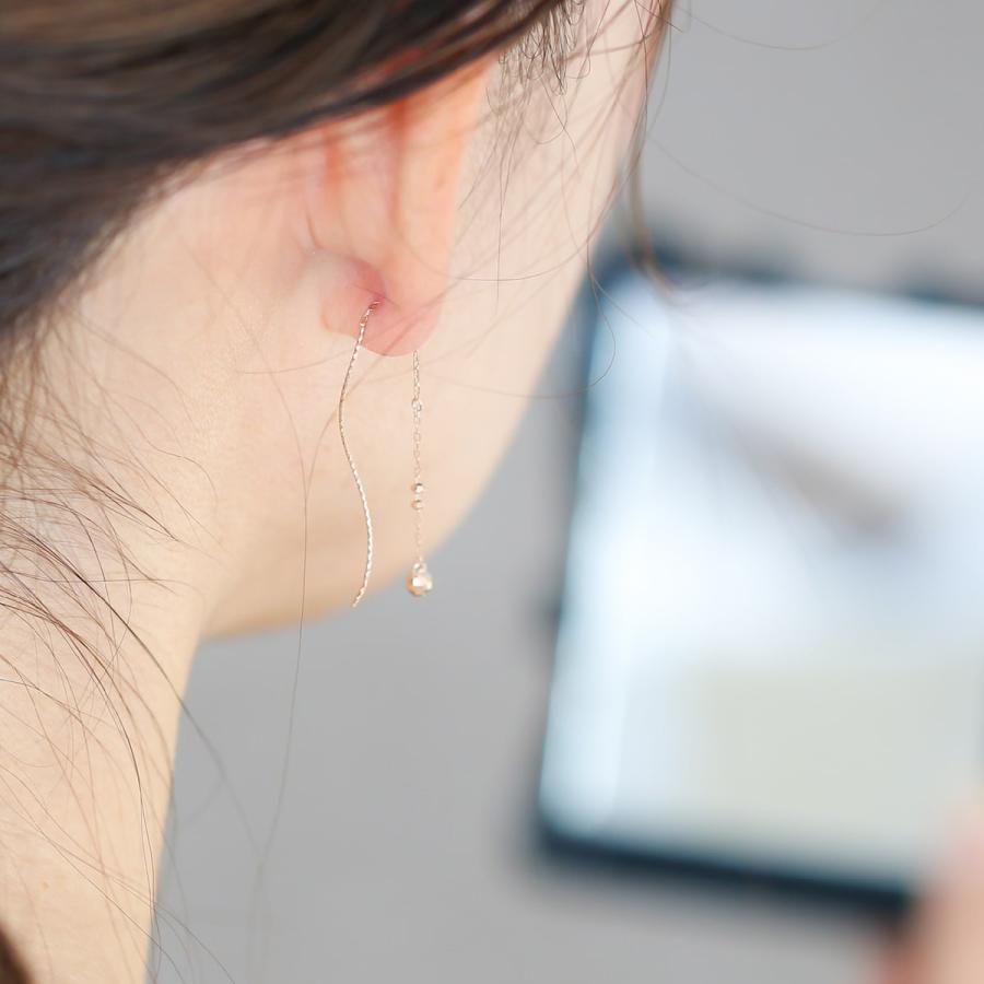 K10 アメリカンピアス チェーンピアス ホワイトゴールド　刻印あり cococaru（ココカル） ピアス アメリカンピアス チェーン k10 イエロー
