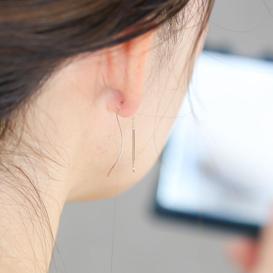 cococaru ピアス アメリカンピアス チェーン ダイヤモンド k10