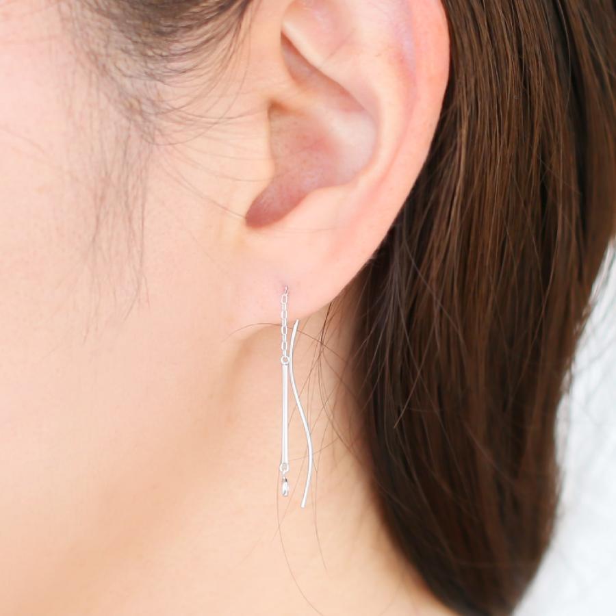 プラチナダイヤモンド アメリカンピアス 60mm cococaru ピアス アメリカンピアス チェーン ダイヤモンド k10