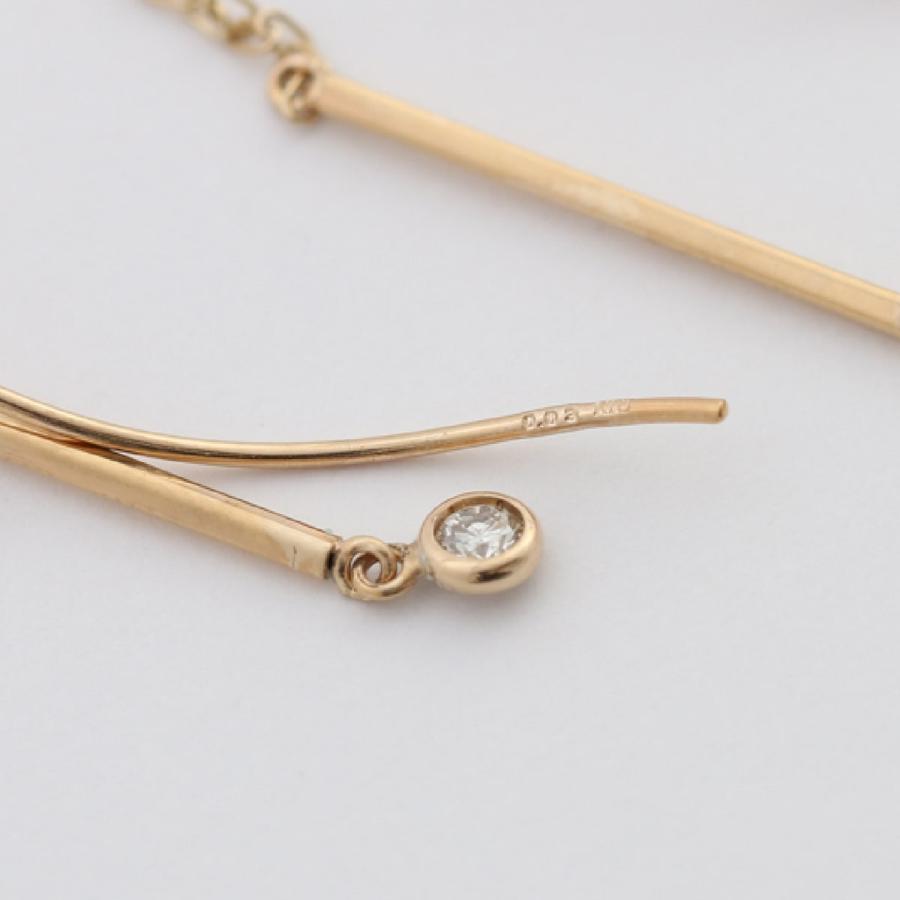 cococaru ピアス アメリカンピアス チェーン ダイヤモンド k10
