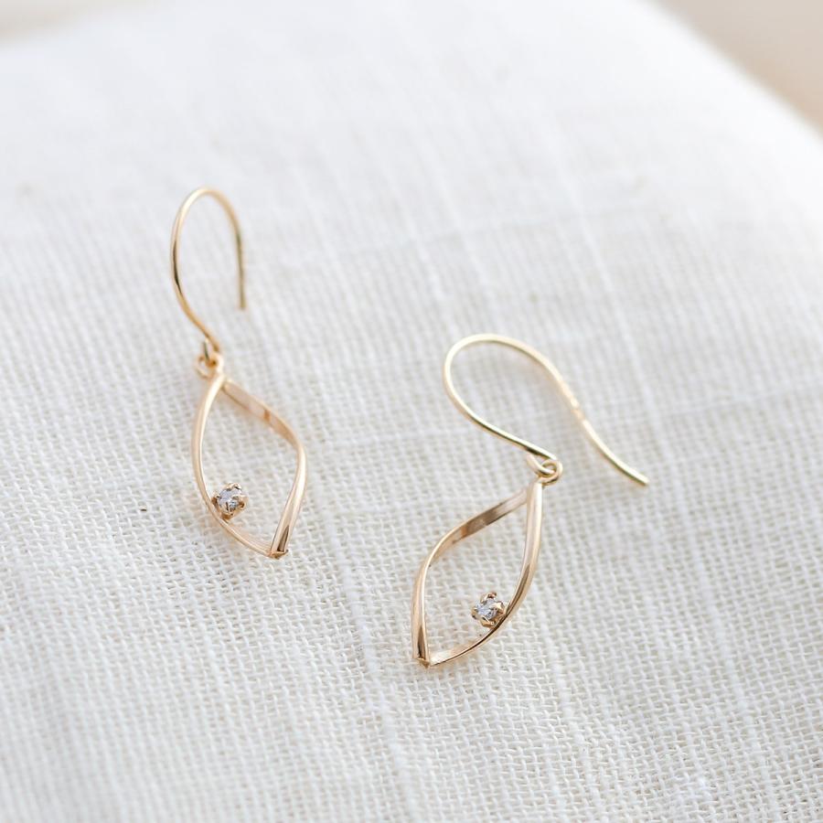 cococaru ピアス フックピアス ダイヤモンド k10 イエロー