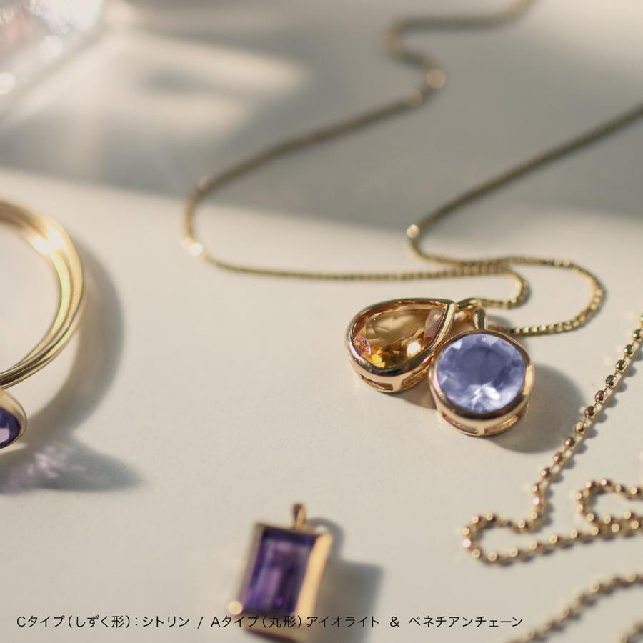 cococaru（ココカル） 一粒 選べるカラーストーン ネックレス k10