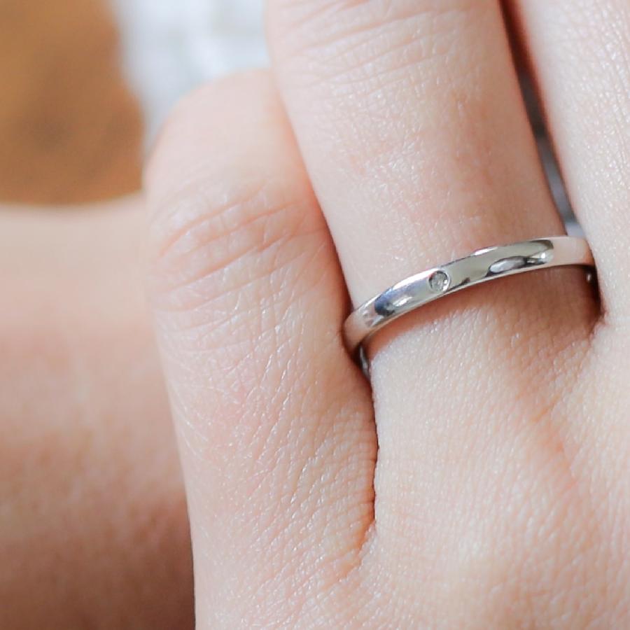 美品✨　証明書付　シンプルなシルバーリング　ダイヤモンド0.04carat cococaru 結婚指輪 ペア マリッジリング シルバー 925 シルバー