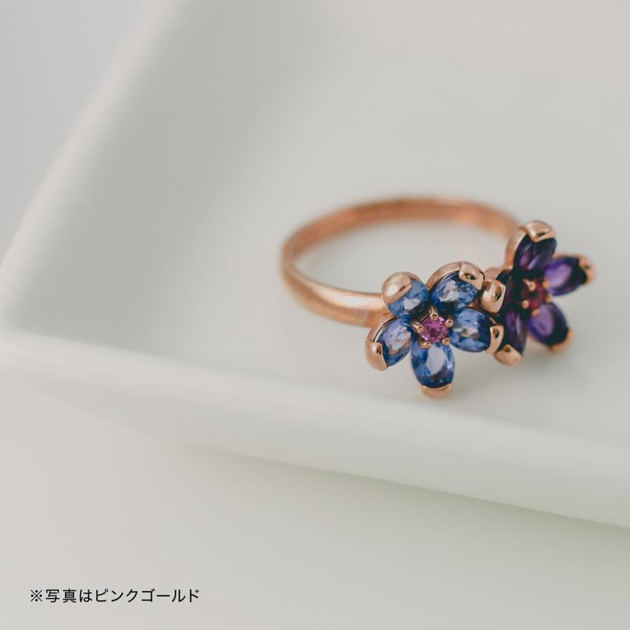 指輪 レディース リング アメジスト アイオライト ピンクトルマリン k10 イエローゴールド ホワイトゴールド ピンクゴールド 日本製 プレゼント ギフトの画像