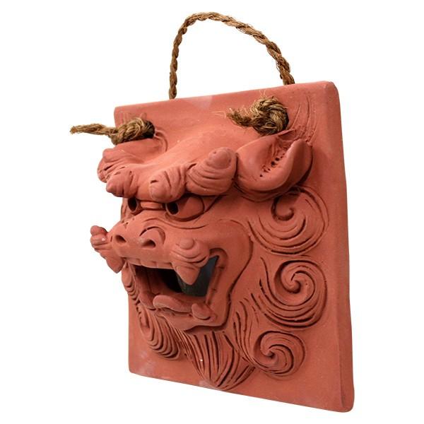 沖縄　石垣　シーサー　守り神 魔除け 沖縄 陶器 縁起物 インテリア 手造り面シーサー（中） 素焼き /朝日陶器 やちむん 沖縄お土産