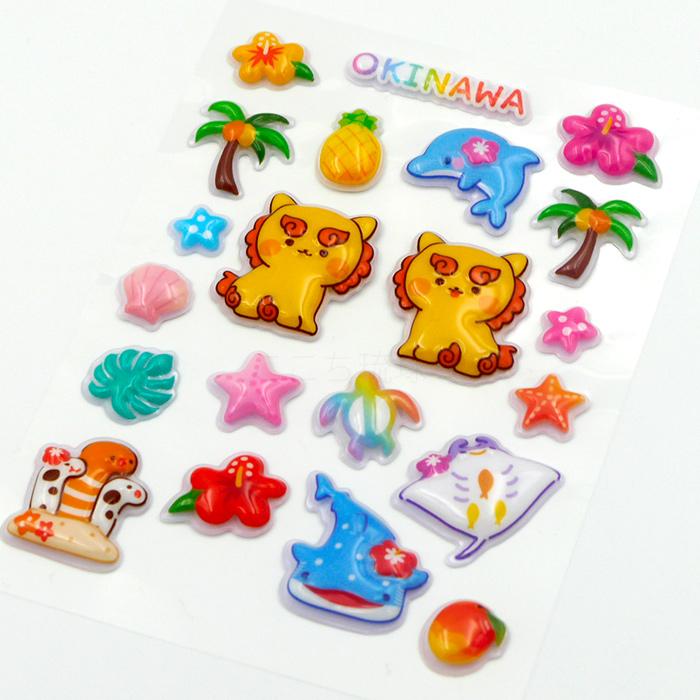 ぷっくりシール（沖縄シーサー） /立体シール 沖縄お土産 雑貨 グッズ