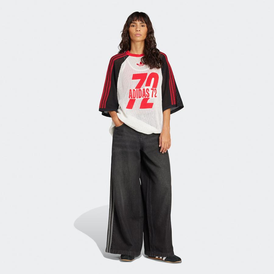 adidas Originals アディダス デニム ワイドパンツ アディカラー