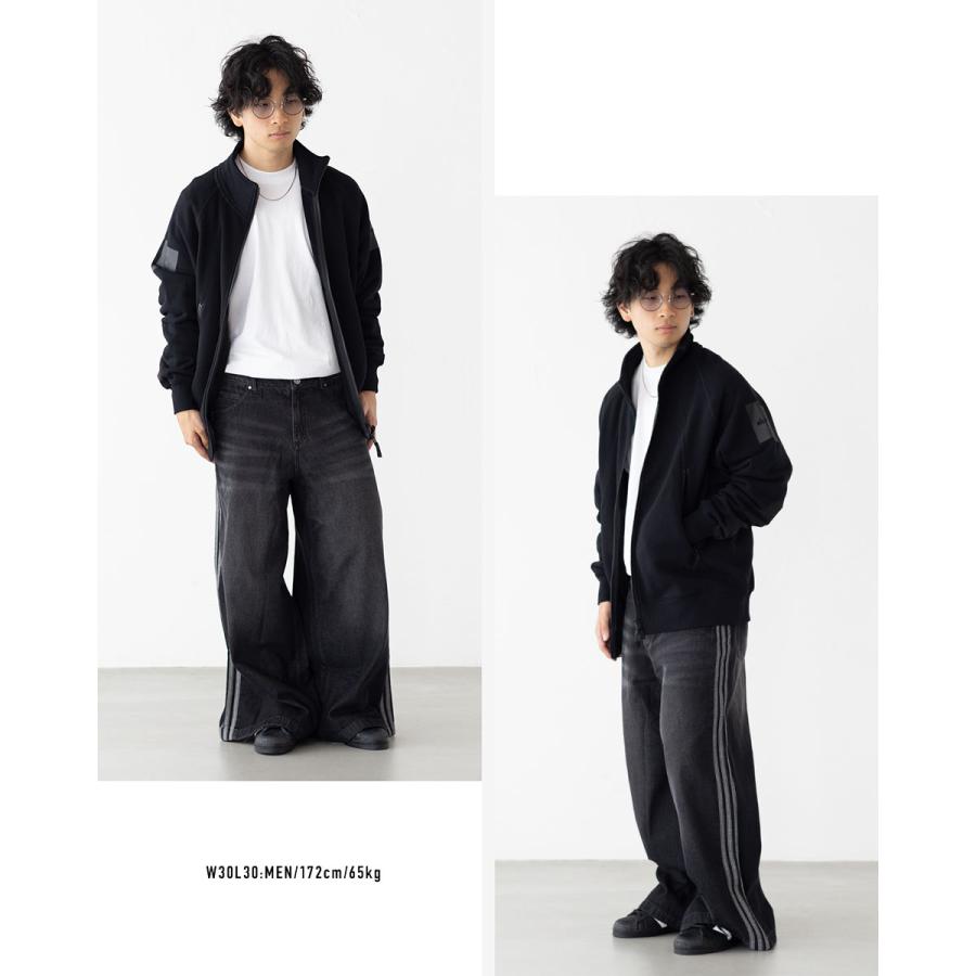 adidas Originals アディダス デニム ワイドパンツ アディカラー
