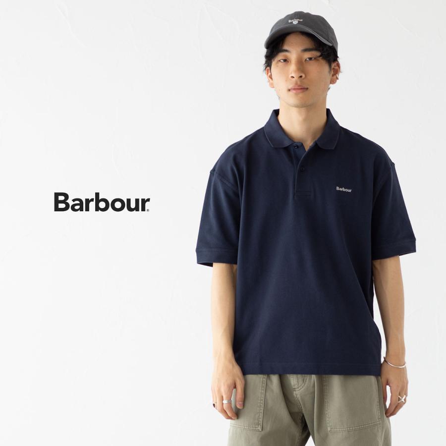 Barbour ネイビー ポロシャツ Mサイズ Barbour バブアー ヘクサム オーバーサイズド ポロシャツ