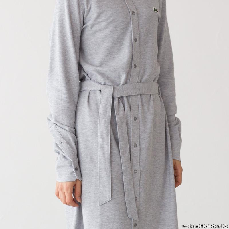 未使用✨ラコステ　鹿の子地シャツドレス　ポロシャツワンピース　34 グレー LACOSTE（ラコステ） 鹿の子地シャツドレス EF1270L レディース