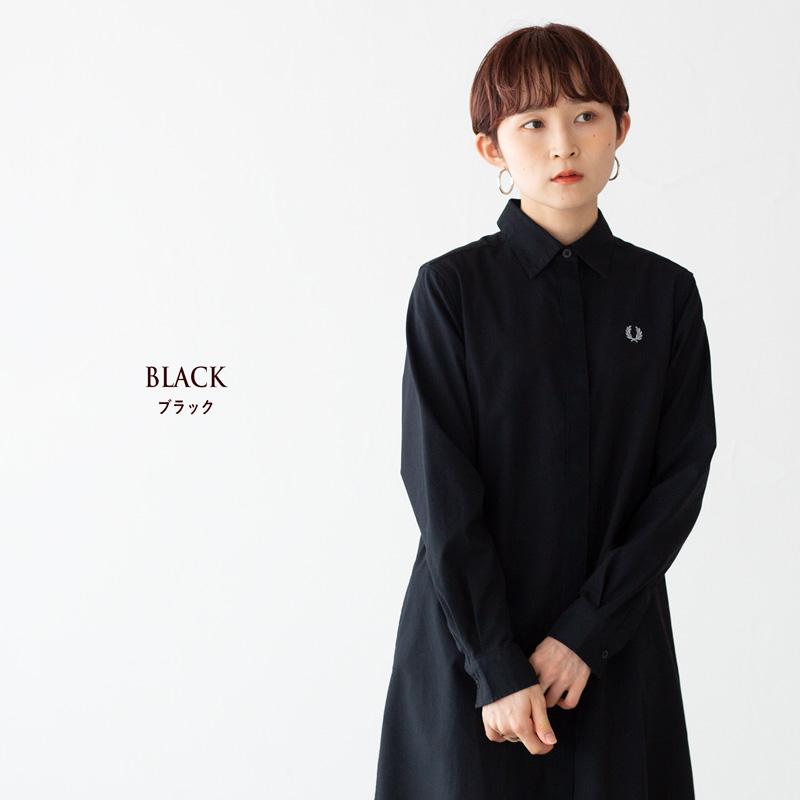 FRED PERRY ブラック フィッシュテールシャツワンピース UK 12 FRED PERRY ブラック フィッシュテールシャツワンピース UK 12