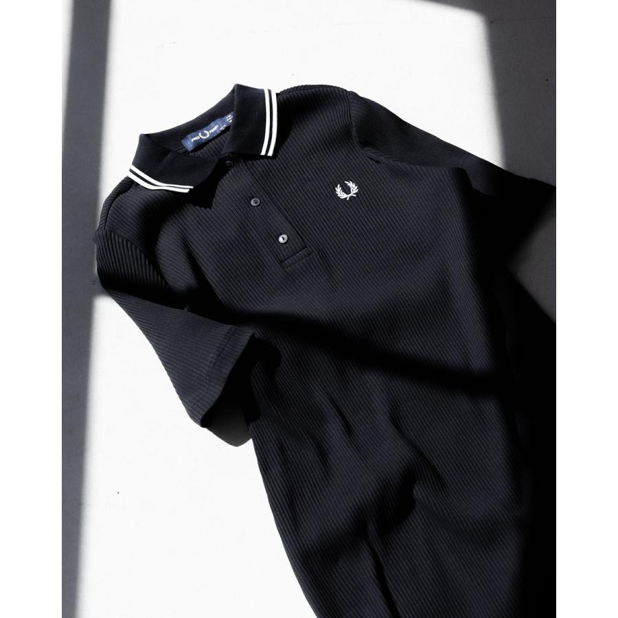 FRED PERRY ブラックポロシャツ L FRED PERRY（フレッドペリー） リブ ポロシャツ ドレス D2176