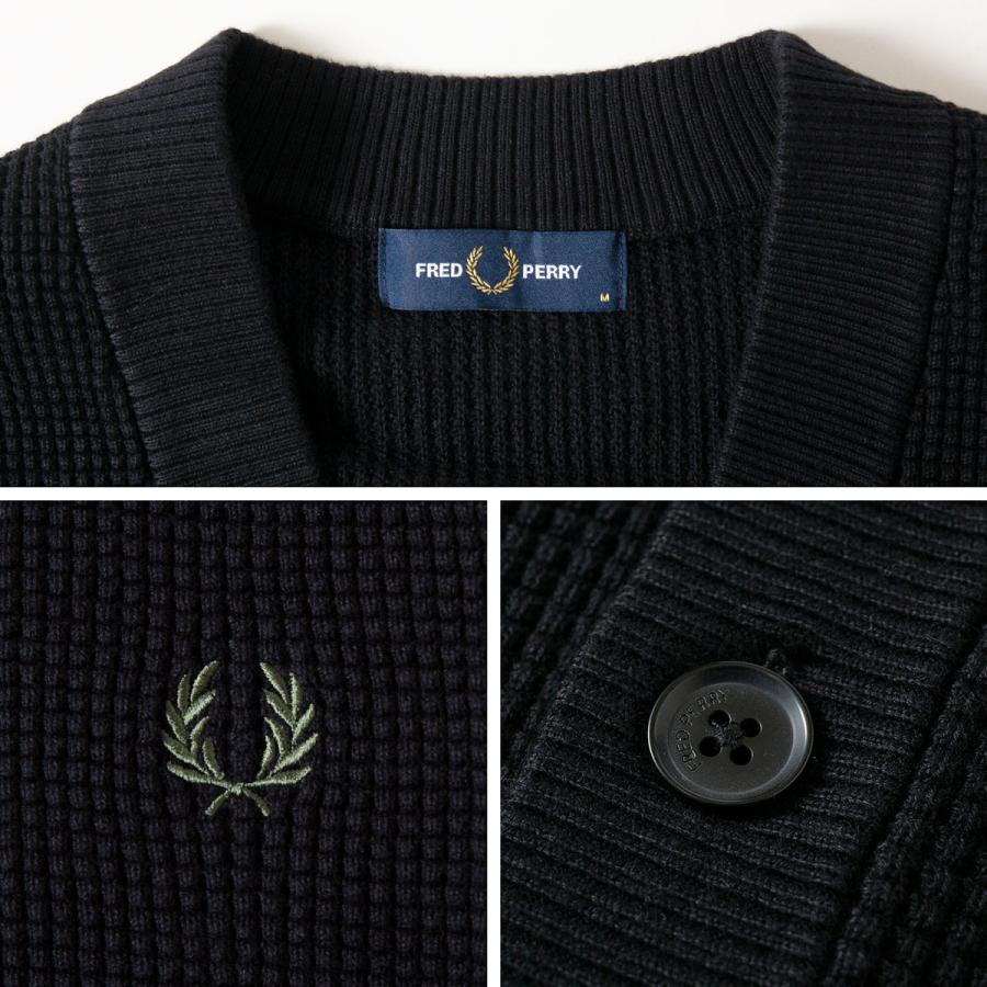 FRED PERRY フレッドペリー ワッフル ステッチ カーディガン FRED PERRY フレッドペリー ワッフル ステッチ カーディガン