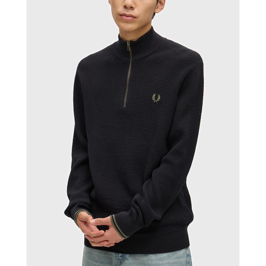 FRED PERRY（フレッドペリー） ワッフル ステッチ ハーフジップ