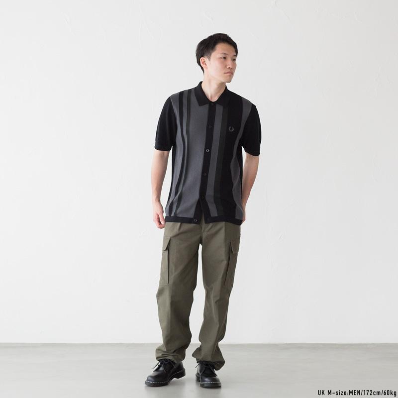 FRED PERRY フレッドペリー ストライプド ニット シャツ K5557 FRED PERRY フレッドペリー ストライプド ニット シャツ K5557