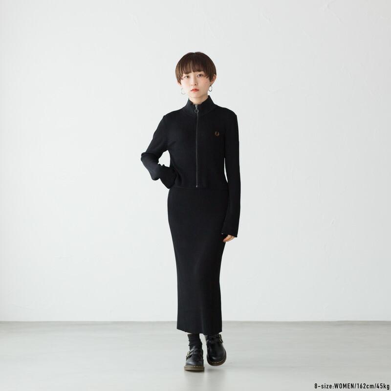 [春夏物、出品中！！]FRED PERRY リブ ニットワンピース FRED PERRY フレッドペリー レディース リブ ニット スカート