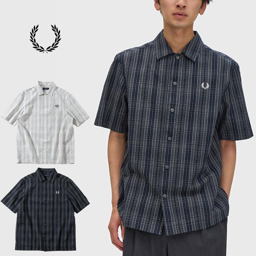 ヨ*シ様 FRED PERRY チェック柄 半袖シャツ M FRED PERRY（フレッドペリー） シアサッカー チェック シャツ FRED