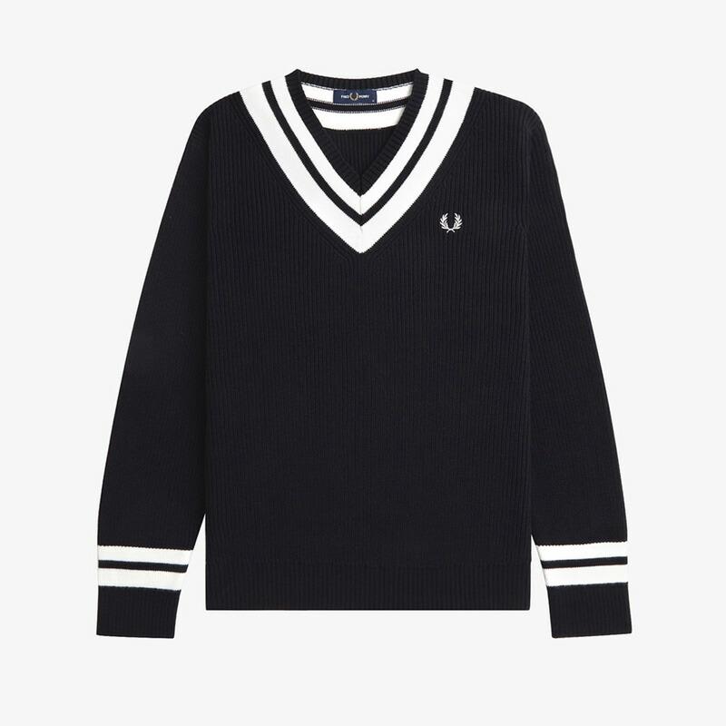 FRED PERRY フレッドペリー ストライプド Vネック ジャンパー FRED PERRY フレッドペリー ストライプド Vネック ジャンパー