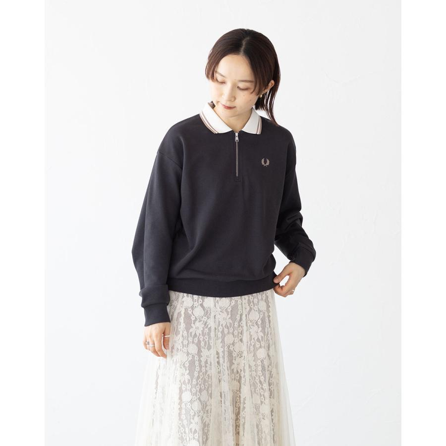 フレッドペリー ジップ ネック カラー スウェットシャツ FRED PERRY G1149 ポロシャツ ハーフジップ レディース_2