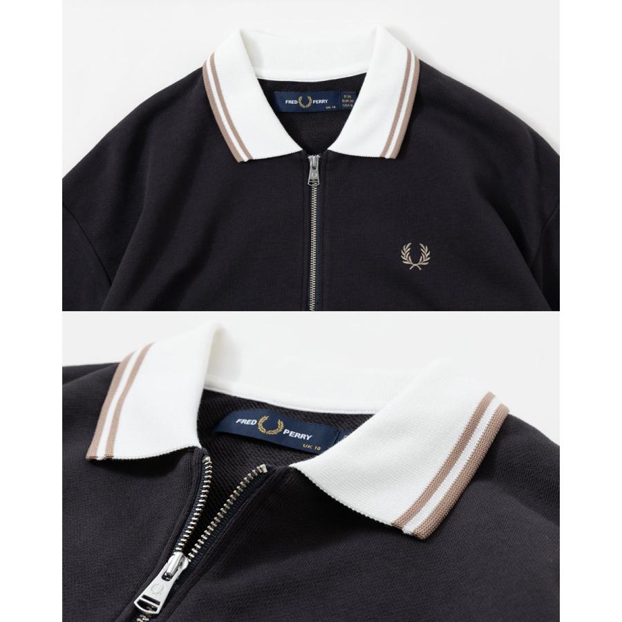 フレッドペリー　リブポロシャツ FRED PERRY（フレッドペリー） ジップ ネック カラー スウェットシャツ