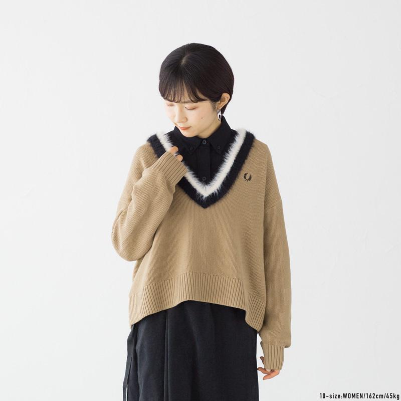 FRED PERRY フレッドペリー テクスチャード トリム Vネック